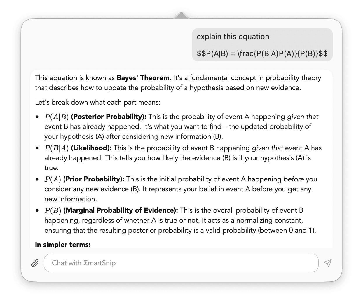 SmartSnip AI Chat Assistant for STEM - LaTeX OCR with AI Integration MathPix Alternative