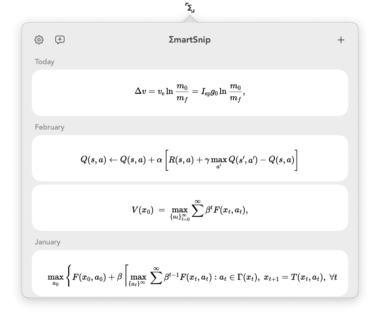SmartSnip LaTeX OCR History Feature - MathPix Alternative for Mathematical Equation Recognition
