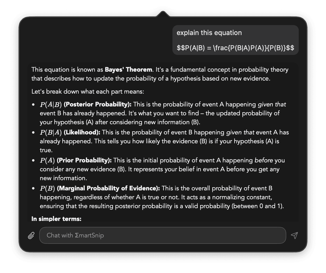 SmartSnip AI Chat Assistant for STEM - LaTeX OCR with AI Integration MathPix Alternative