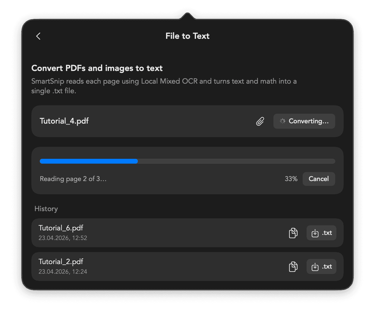SmartSnip File to LaTeX - PDF to LaTeX Conversion for Mathematical Documents, MathPix Alternative