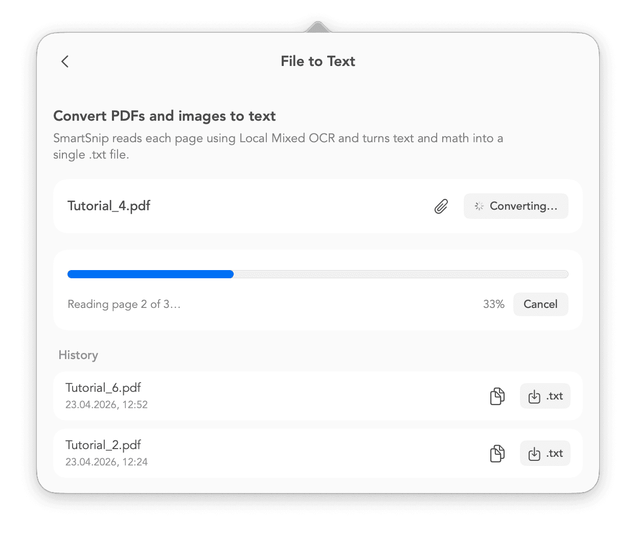 SmartSnip File to LaTeX - PDF to LaTeX Conversion for Mathematical Documents, MathPix Alternative